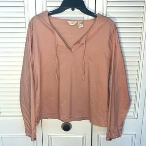 J.Jill Blush Pink 100% Cotton Embroidered Tunic Long sleeve Summer Lightweight